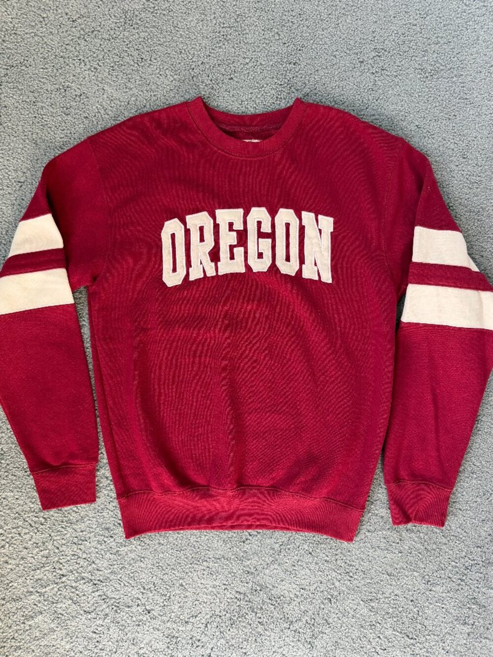 New York Popular Oregon Varsity Crewneck Sweatshirt Red Maroon XL Retro